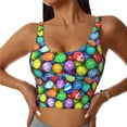 thumbnail image 3 of Goofa Colorful Easter Eggs1 Printed Sports Bras for Women, High Impact Running Bra Workout Crop Tank Tops Longline Sports Bra Push up-, 3 of 9