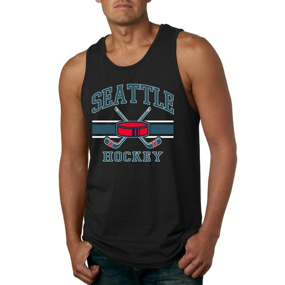 Wild Bobby City of Seattle Hockey Fantasy Fan Sports Men's Tank Top, Black, Small