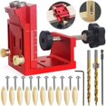 thumbnail image 1 of HFM Pocket Hole Jig Tool Kit for Carpentry, Pocket Hole Drill Guide Jig Set for 15° Angled Holes, Portable Wood Pocket Hole Screw Clamp System for Woodworking (black), 1 of 7