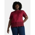 thumbnail image 2 of Time and Tru Women's Cotton Eyelet Top with Short Sleeves, Sizes XS-XXXL, 2 of 6