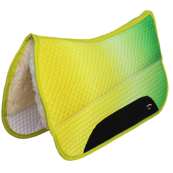 Horse Western 27"x30" Quilted Barrel Contoured Fur Padded Saddle Pad Ombre 39244