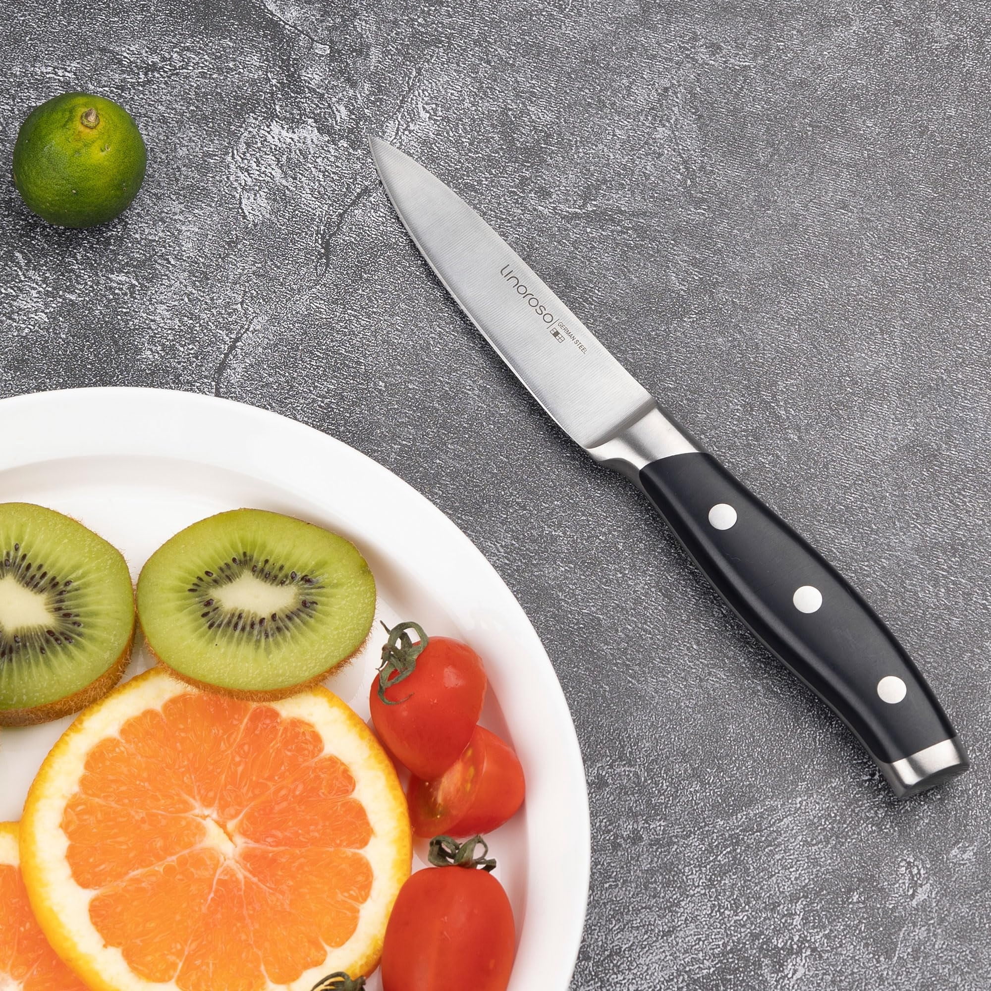 Linoroso 3.5 inch Sharp Forged Paring Knife German Carbon Stainless Steel with Elegant Gift Box