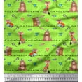 thumbnail image 1 of Soimoi Green Japan Crepe Satin Fabric Animals,Heart & Feather Tribal Decor Fabric Printed Yard 42 Inch Wide, 1 of 3