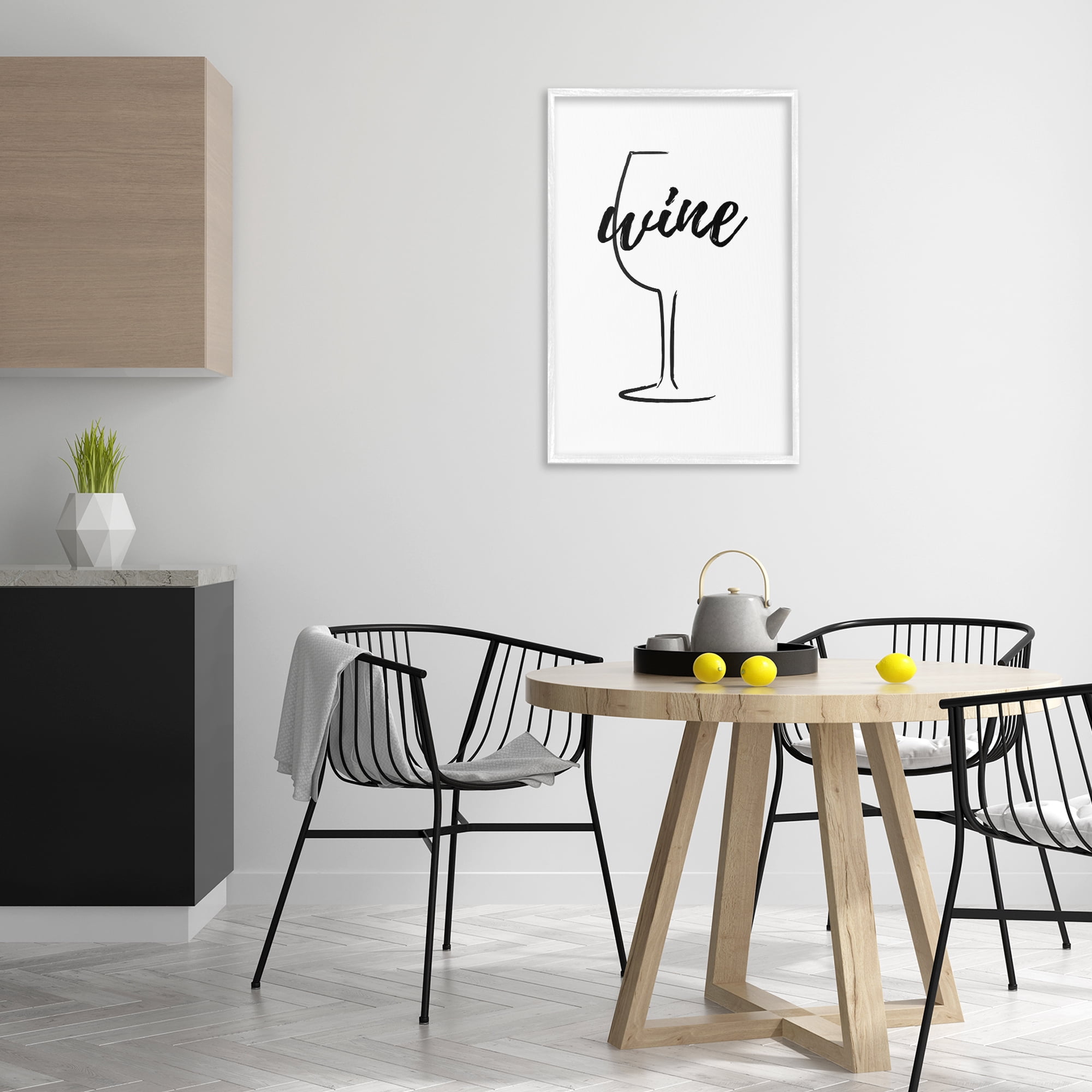 Stupell Industries Minimal Wine Glass Food & Beverage Painting White Framed Art Print Wall Art, 20 x 30