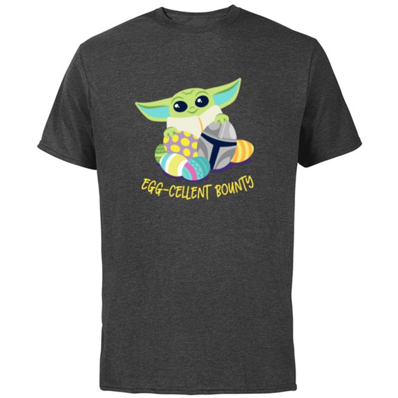 Star Wars The Mandalorian Grogu Easter Egg-Cellent Bounty - Short Sleeve Cotton T-Shirt for Adults - Customized-Charcoal