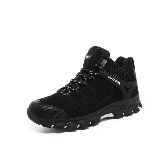 Mens Sports Hiking Boots Lightweight Outdoor Work Boots Breathable Non-slip Driving Boots Casual Bare Boots Black 7.5 UK