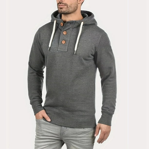 WILLBEST Sudadera con Capucha para Hombre, De Primavera y Otoño, con Botones Decorativos y Cuello A La Moda, Estilo Europeo e Informal XXGrande