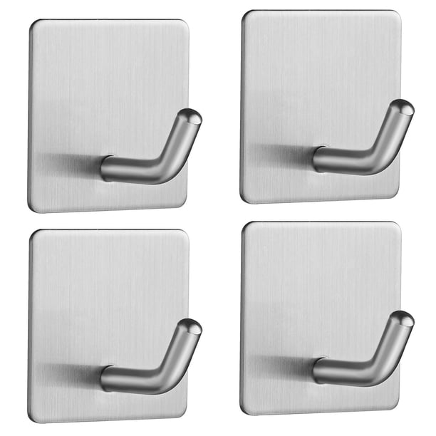 Ganchos autoadhesivos, soporte para colgar toallas de té, batas, abrigos, cocinas y baños, ganchos de pared adhesivos de acero inoxidable, resistentes al agua y al óxido, paquete de 4
