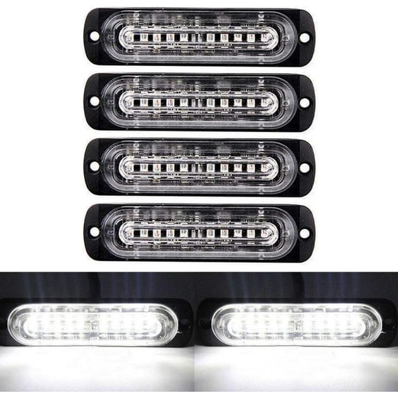 LINLIN 4pcs 12V-24V 18W LED Car Side Marker Lights for Trailer Truck Lorry, Emergency Flashing Strobe Indicators Warning Signal Lamps