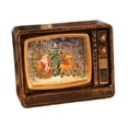 thumbnail image 3 of Globo de nieve navideño con forma de TV, linterna, caja de música iluminada para mesa de fiesta de Navidad Carro de ciervos Retro Gold, 3 of 7