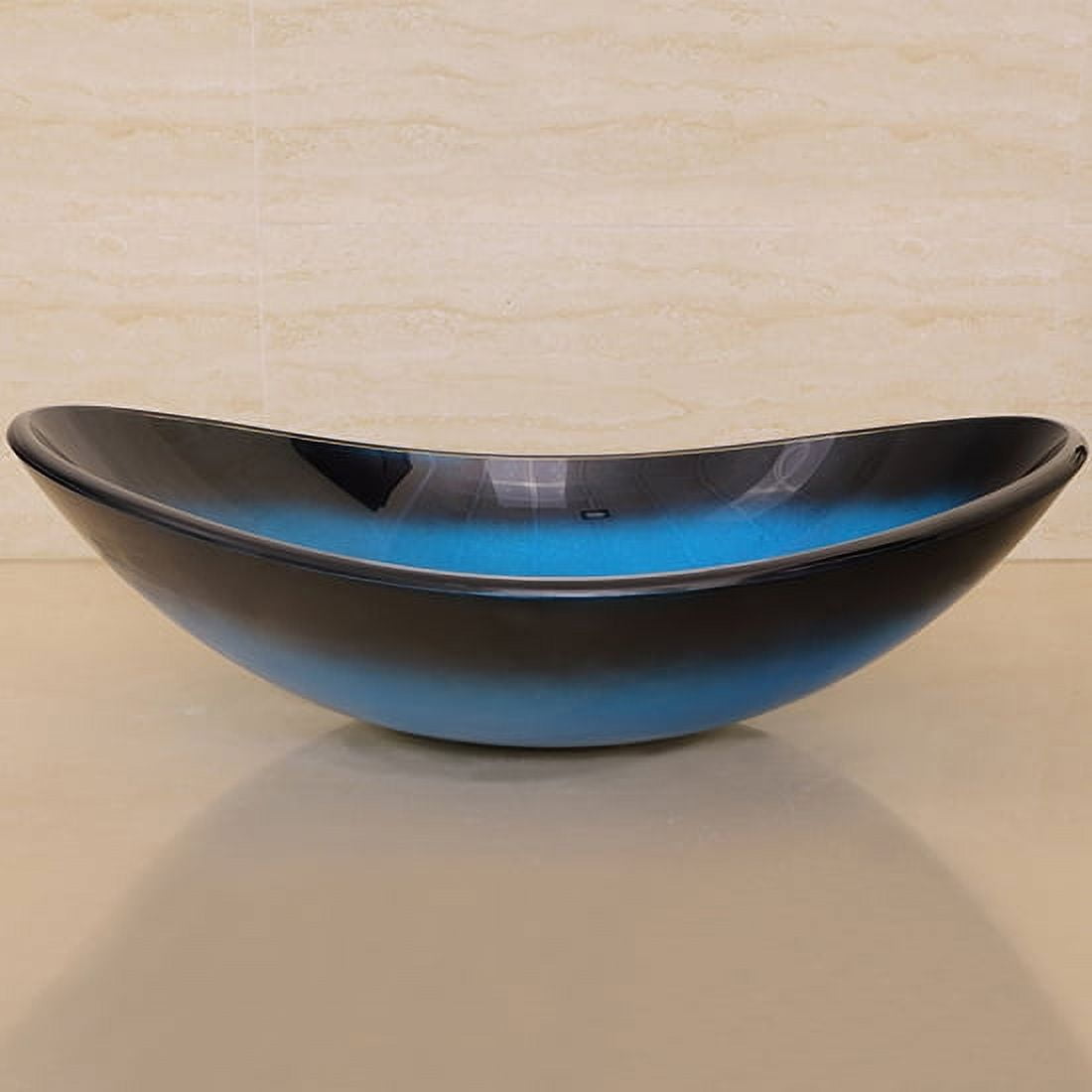 Wonline Modern Bathroom Oval Tempered Glass Vessel Sink Orb Pop up Drain & Faucet Bowl Vanity Basin Combo