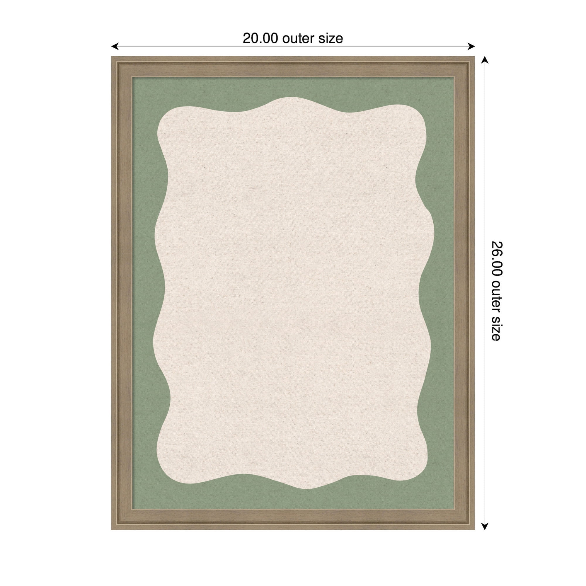 Kate and Laurel Framed Fabric Pinboard 20 x 26,  Printed Linen Classic Bulletin Board for Use as a Vision Board or Wall Organization, Florence Light Brown Frame