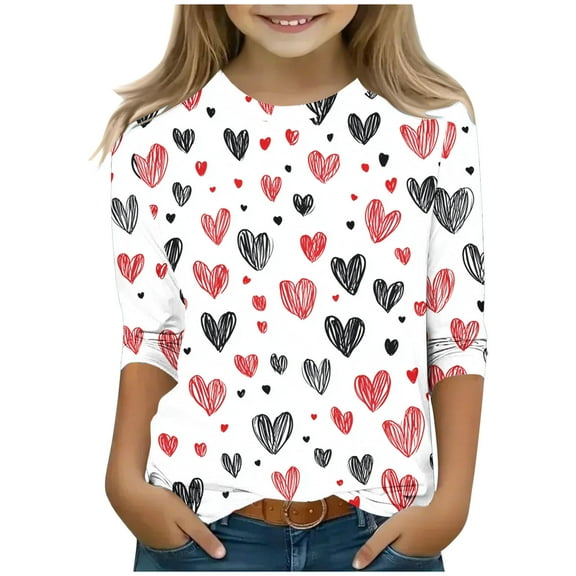 Kids Shirts Girls Girls Long Sleeve Tops Size 10-12 Girls Clothes Size 14 Girls T Shirts Size 10-12 Girls Cute Shirts Summer Savings Clearance