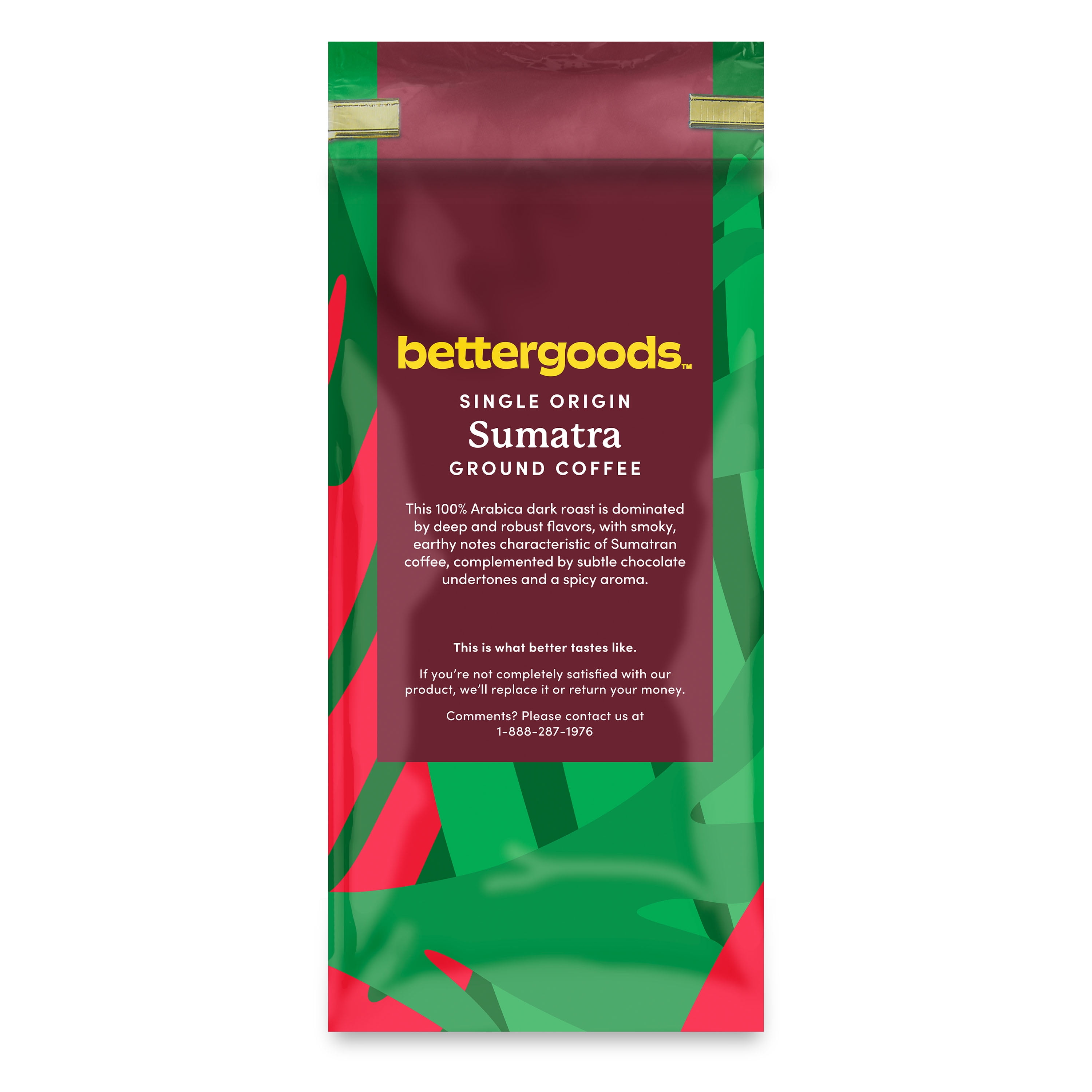 (6 pack) bettergoods Sumatra Single Origin Ground Coffee, Dark Roast, 12 oz