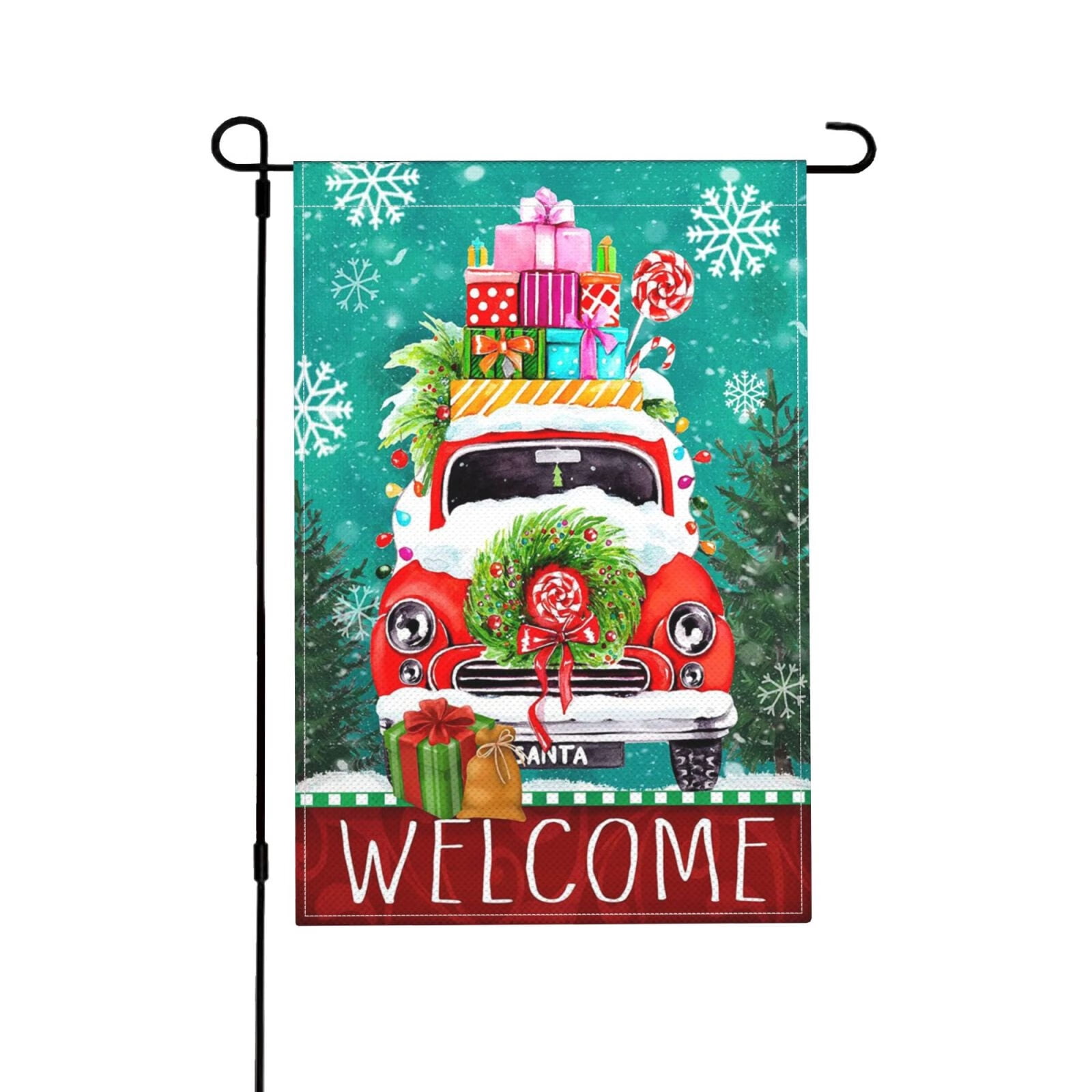 Christmas Garden Flag HOHOHO Christmas House Flags Burlap Outdoor