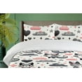 thumbnail image 2 of Ambesonne Fox Duvet Cover Set, Whimsical Foxes Clouds Hearts, Twin, Coral Purpleblue White, 2 of 4