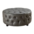 thumbnail image 4 of Furniture of America Aviles Faux Cuir Rond Pouf Tufté en Gris, 4 of 5