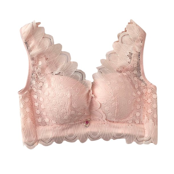 Gibobby Brasier para mujer camiseta sin mangas para mujer sin borde de y cierre de encaje con cuello ajustable y sostén superior con soporte para el pecho(Rosa,34)