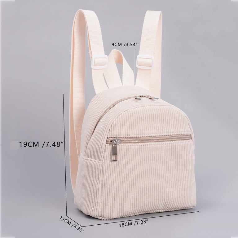 Corduroy Mini Backpack Daypack with Multiple Pockets for School Travel Makukke Mini Corduroy Backpack – makukke main image 4