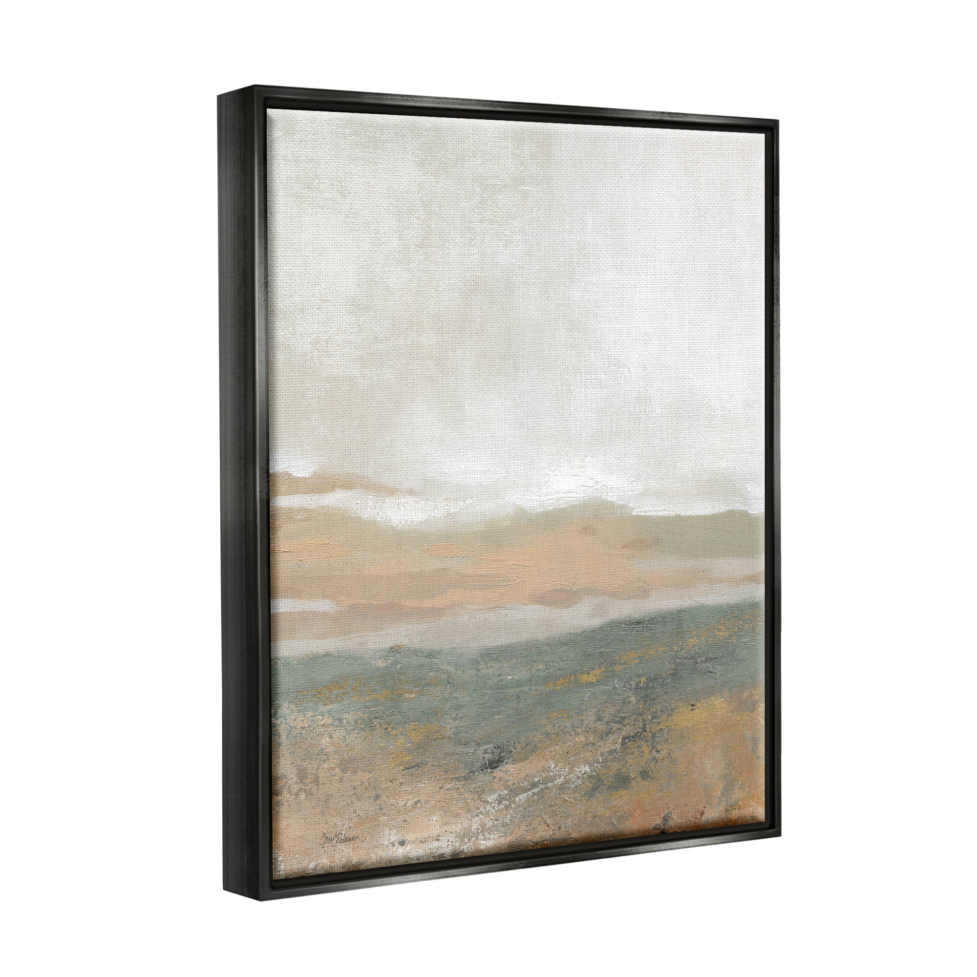 Stupell Industries Neutral Desert Abstraction Abstract Painting Black Floater Framed Canvas Art Print Wall Art, 25 x 31