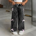 thumbnail image 4 of LIJCC Kids Girls Bow Decoration Jeans Elastic Waist Baggy Straight Wide Leg Denim Pants Trousers, 4 of 9
