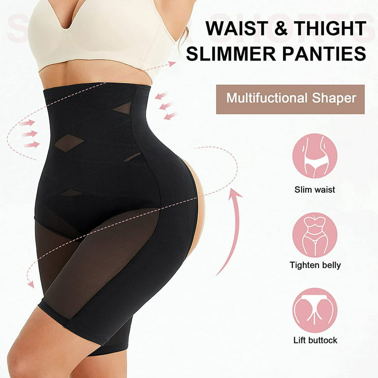 Shapewear For Women Tummy Control, High Waisted Body Shaper Shorts Butt  Lifting Panties Thigh Slimmer Shapewear Girdle Black