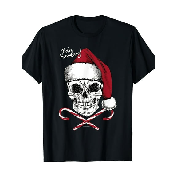 [Funny Christmas Santa Tee] Christmas Funny Santa 220g 100% Cotton Skull Bah Humbug T Shirt