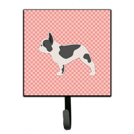 

Carolines Treasures BB3641SH4 French Bulldog Checkerboard Pink Leash or Key Holder 7Hx4.25W multicolor
