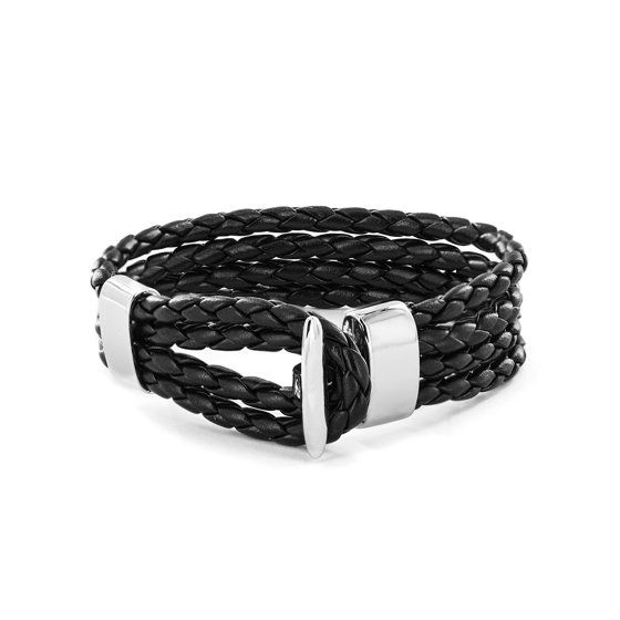 West Coast Jewelry Multi Cord Toggle Clasp Black Braided Leather