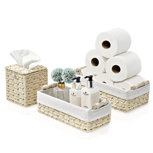 Sorbus Paper Rope Bathroom Baskets & Tissue Holder Set