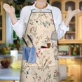 thumbnail image 6 of Pioneer Flower Floral Print Pattern Apron-Garden Aprons for Women with Pockets-Cotton Linen Waterproof Kitchen Cooking Gardening Aprons Adjustable for Kitchen,Cooking,BBQ and Salon 33x27 Inch, 6 of 7
