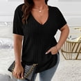 thumbnail image 4 of Naotn Summer Ribbed Tops for Women Fashion Casual V Neck Short Sleeve Shirts Trendy Holiday Tunic Blouses, 4 of 7