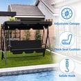 thumbnail image 4 of Uforic Outdoor Patio Swing Chair, 3 Person Porch Swing with Adjustable Canopy, Removable Cushion,Suitable for Garden, Poolside, Balcony,(Black), 4 of 5