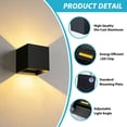 thumbnail image 3 of HKMGT 10W Modern Cube LED Outdoor Wall Sconce, Adjustable Light Angle, IP65 Waterproof, Black Aluminum Wall Wash 2 Pack, 3 of 10