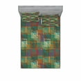 thumbnail image 2 of Geometric Bedding Set with Sheet & Covers, Abstract Grunge Pattern with Folk Rainbow Ornament Squares Distressed Backdrop, Printed Bedroom Decor 2 Shams, 4 Sizes, Multicolor, by Ambesonne, 2 of 3