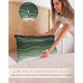 thumbnail image 5 of Sage Green Stripes Pillow Cases King Size Set of 2, Smooth Satin Pillowcase for Hair and Skin, Rustic Gradient Abstract Waves Art Decorative Cooling Bed Pillow Covers with Zipper, 20x36 Inches, 5 of 5