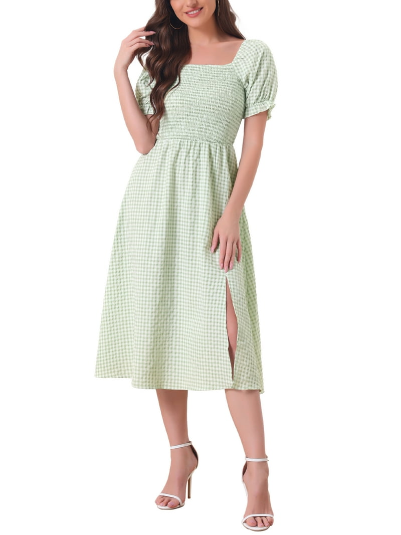 green emerald velvet dress Green Gingham Tiered Milkmaid Maxi Dress by Daisy Street – Black Salt