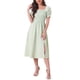 thumbnail image 2 of Vestido Midi para Mujer INSPIRE CHIC con Mangas Cortas Abullonadas, Estampado de Cuadros Gingham, Verde Claro, Talla S, 2 of 6