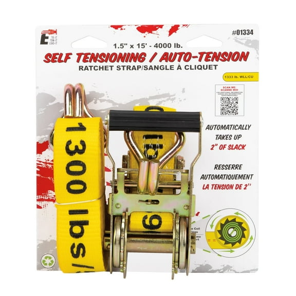 Erickson 1.5" X 15' 4000 Lb. Self Tensioning Ratchet Strap