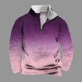 thumbnail image 2 of ohmzyzo Men's Quarter Zip Sweatshirts Fall Winter Stand Collar Long Sleeve Pullover Tops Lightweight Tactical Fleece Jacket Purple XXL, 2 of 5