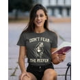 thumbnail image 2 of Halloween Don't Fear Reaper Creepy 4 20 Funny Women's T-shirt, 2XL, Charcoal, 2 of 6