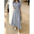 thumbnail image 1 of ZANZEA Female Summer Elegant Sundress Stripe Printed Women Dress Short Sleeve Robe Fashion Lapel Neck Casual Office Vestidos5XL Gao Jinjia LED, 1 of 2