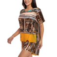 thumbnail image 2 of Fotbe Modern Urban Monkey Print Pajama Set for Women 2 Piece Loungewear Short Sleeve Tops and Shorts Set Soft Sleepwear-4X-Large, 2 of 7