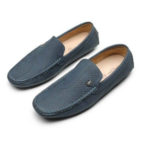 Bruno Marc Men s Casual Loafers Slip On Penny Leather Shoes Classic Moccasins Dress Shoes NAVY Size 8
