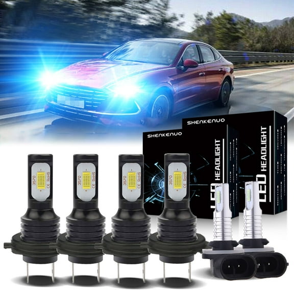 H7 Headlights for 2012-2017 Hyundai Veloster 8000K Ice Blue H7 High/ Low Beam 881 Fog light Bulbs,6pc