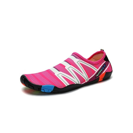 

UKAP Womens Mens Beach Shoes Quick Dry Water Shoe Barefoot Aqua Socks Lightweight Summer Slip On Casual Pink 8.5