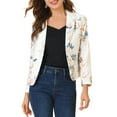thumbnail image 1 of Blazer Chic para Mujeres Abierto Frontal para Trabajar Traje Corto de Verano Chaqueta Blanca con Flores 2XL, 1 of 7
