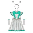 thumbnail image 3 of TTAO Tenue Alien pour Filles, Robe en Tulle Espace avec Manches et Cerceau, Ensemble de Fête, Vert Argent 10, 3 of 7
