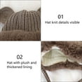 thumbnail image 3 of Winter Knitted Beanie Hats for Women Slouchy Cable Beanie Silky Soft Washed Warm Hat Winter Cute Bear Ears Knit Hat Ear Flap Crochet Beanie Hat - Mocha, 3 of 5
