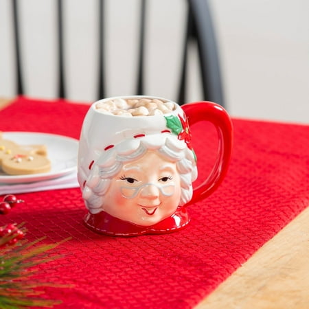 

Evergreen-Ceramic Cup 20 OZ Shaped Mrs. Santa1Piece-Multi